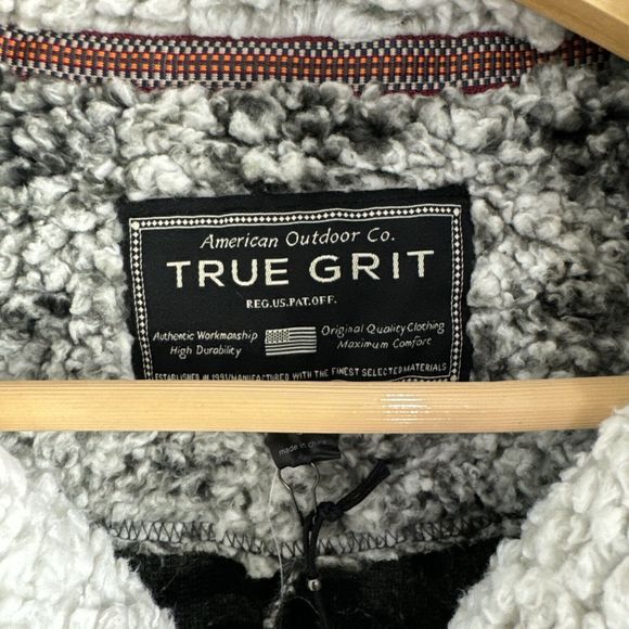 True Grit Sherpa Fleece Mens Pullover Sweater Small Gray Quarter Zip Warm - Picture 2 of 7